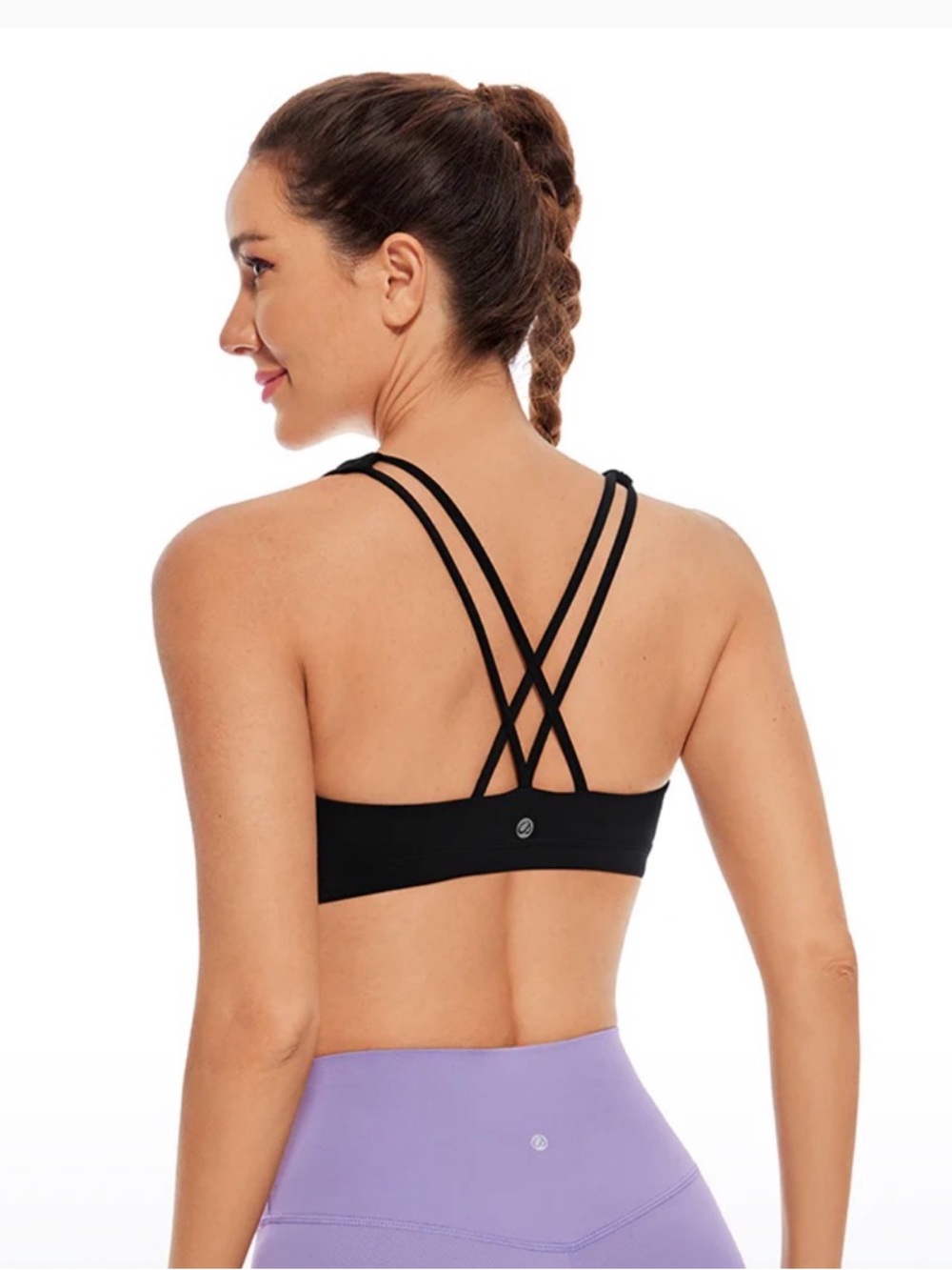 NWT 2-Pack Bundle of CRZ Yoga Black Nakedfeel Cross Back Low Cut Bras - Picture 3 of 8
